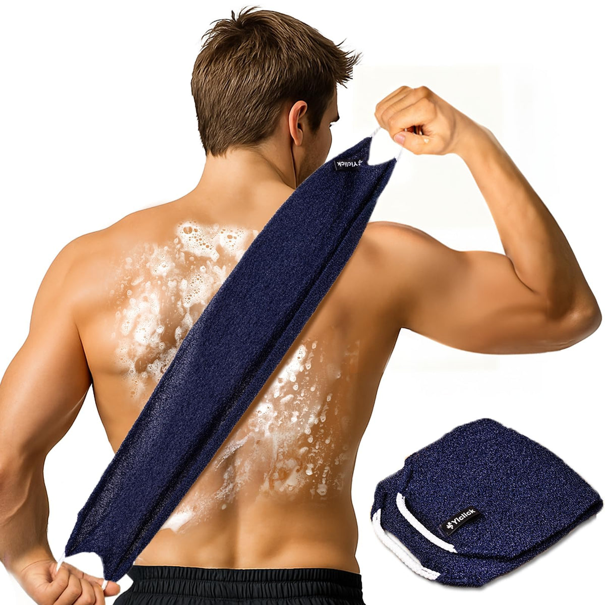 Yiclick front view showing washcloth ready for use and easy reach