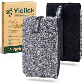 Yiclick front view showing two scrubbers and packaging for convenience