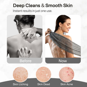 Yiclick back scrubber in use demonstrating reach and even cleansing
