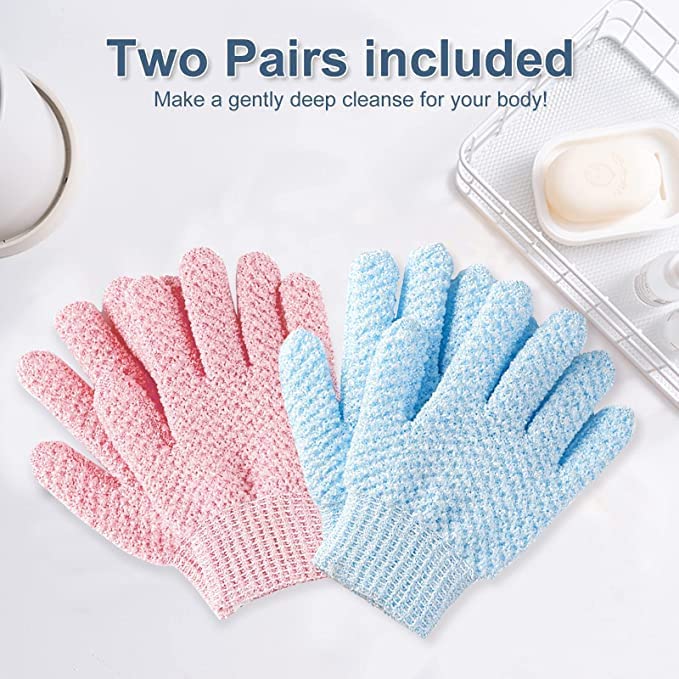 Yiclick exfoliating glove in bathroom scene promoting smooth skin
