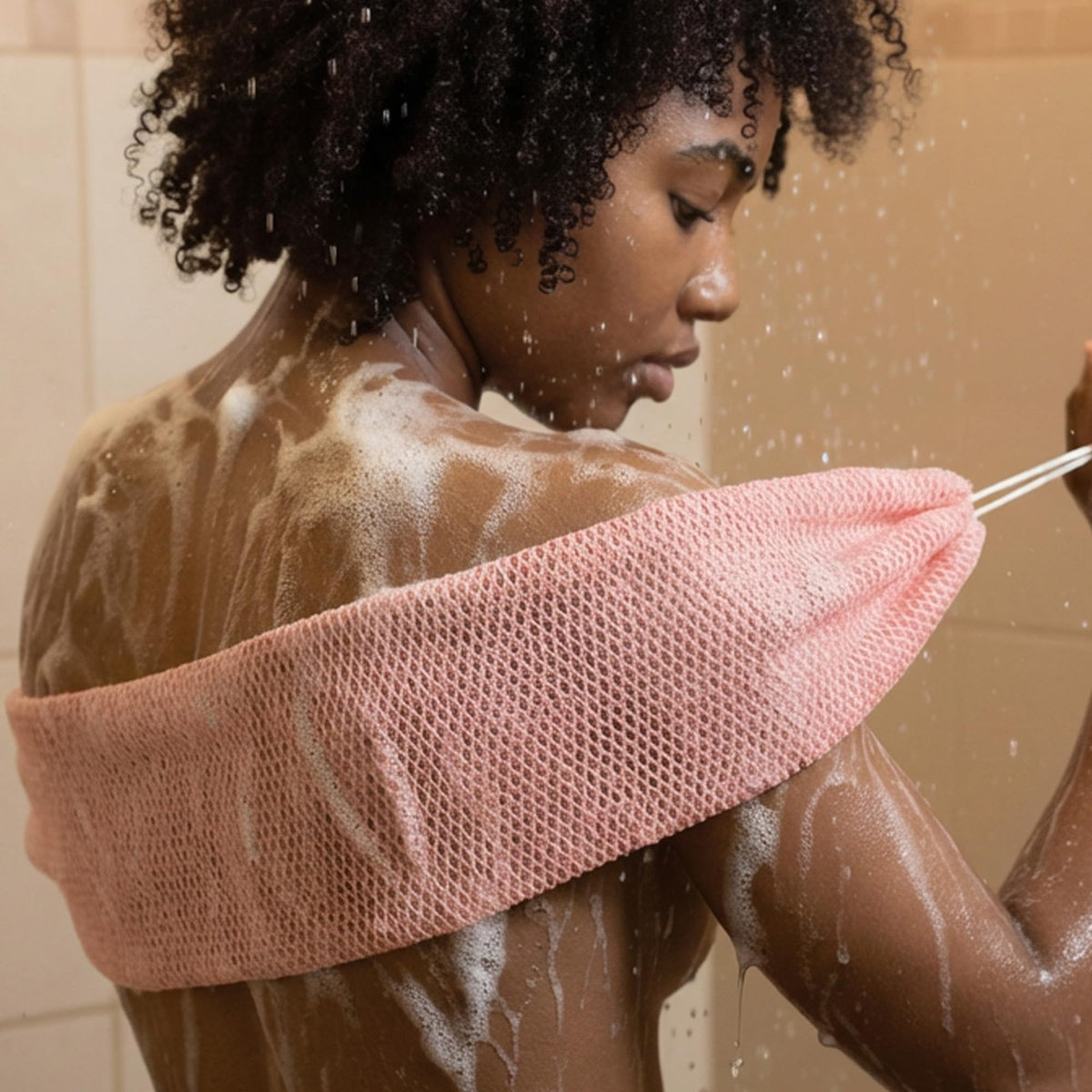 Yiclick in a shower setting with towel showing everyday bath routine utility
