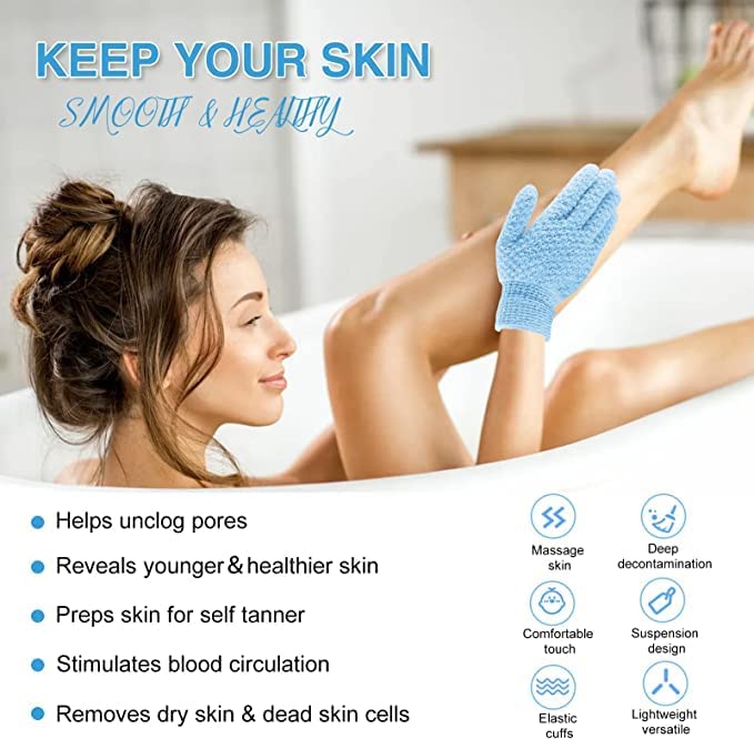 Yiclick mitts producing lather to cleanse and enhance exfoliation