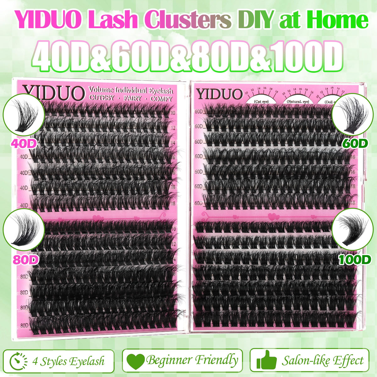 YIDUO application demo placing clusters for quick DIY lash extensions