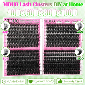 YIDUO application demo placing clusters for quick DIY lash extensions