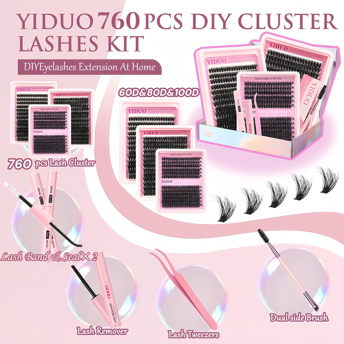 YIDUO before and after lash comparison highlighting enhanced volume