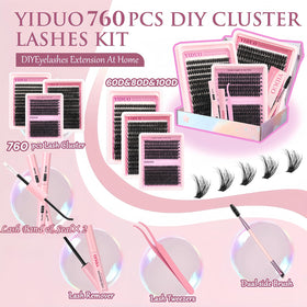 YIDUO before and after lash comparison highlighting enhanced volume