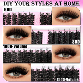 YIDUO close-up wispy 60D and 80D clusters showing delicate texture for natural flutter
