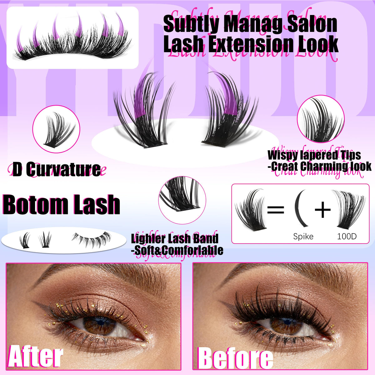 YIDUO close-up of mixed lash clusters highlighting volume and options