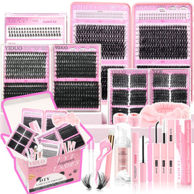 YIDUO front-packaging showing full cluster lash kit and included contents