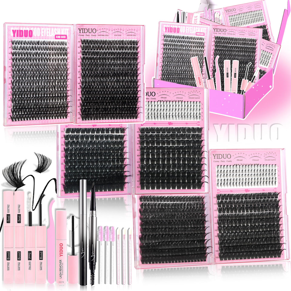 YIDUO front packaging kit showing complete lash set and tools for DIY convenience