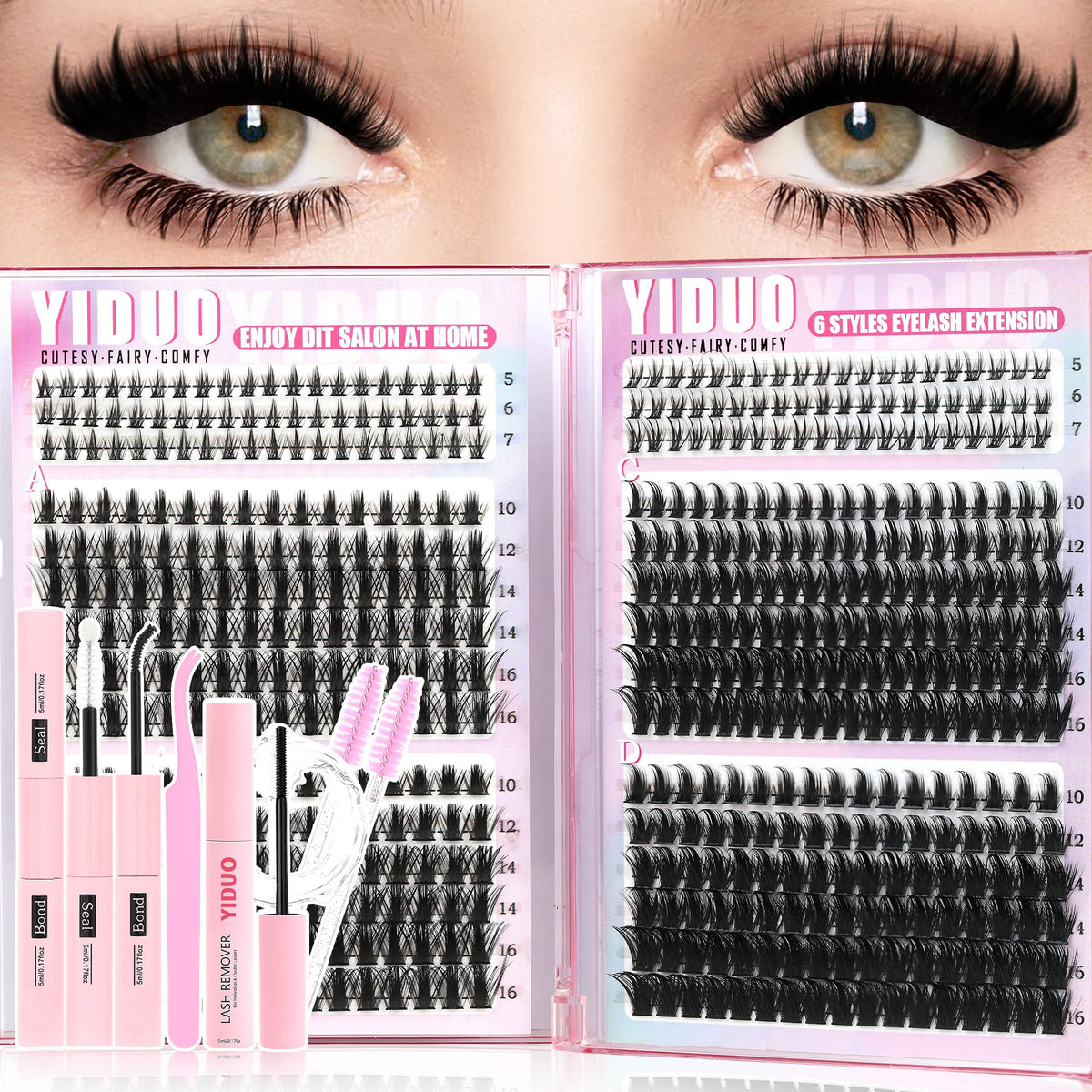 YIDUO front packaging showing full manga lash kit and included tools
