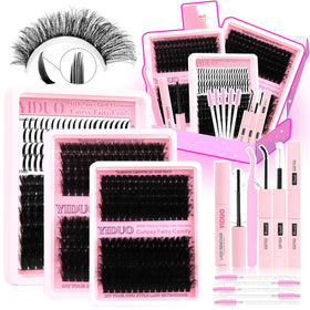 YIDUO front packaging showing complete 575-piece lash cluster kit and tools for versatile styling