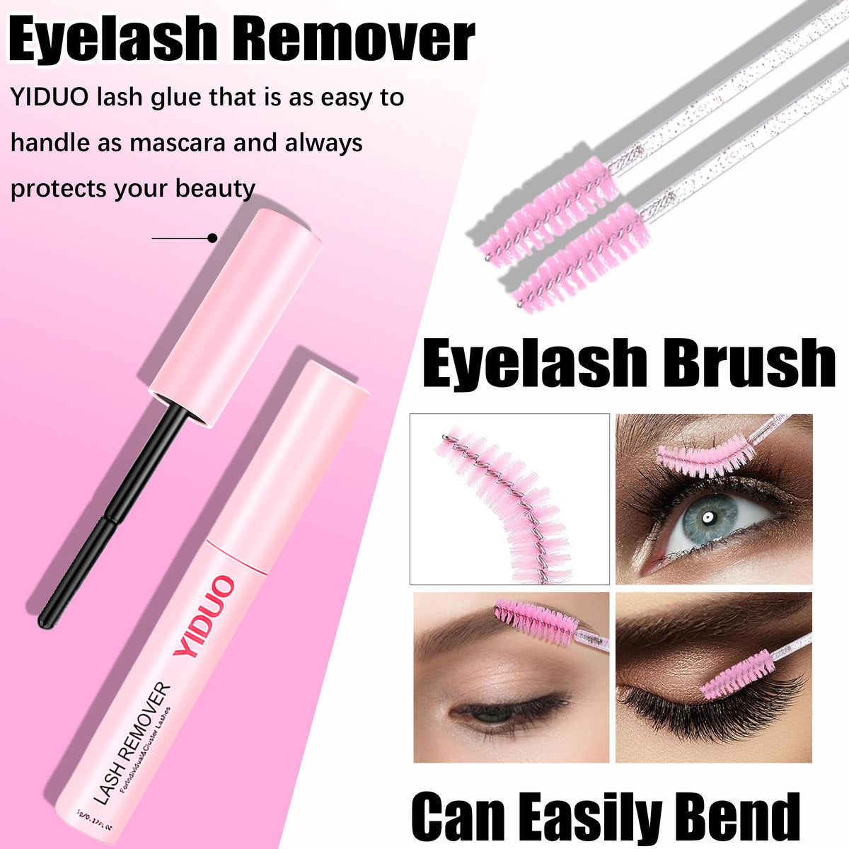 YIDUO cluster lashes being applied demonstrating step-by-step use