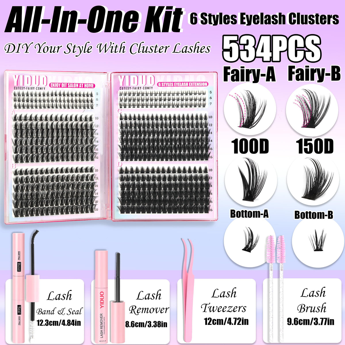YIDUO lashes worn in anime-style showing length and eye-enhancing effect