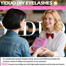 YIDUO lashes styled on vanity for a finished beauty look at home