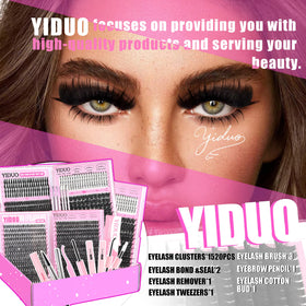 YIDUO model wearing finished lashes illustrating dramatic, salon-style results