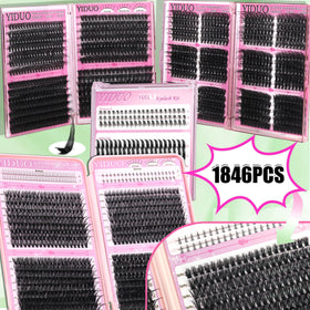 YIDUO mixed cluster trays of 10–18mm lashes for customizable volume