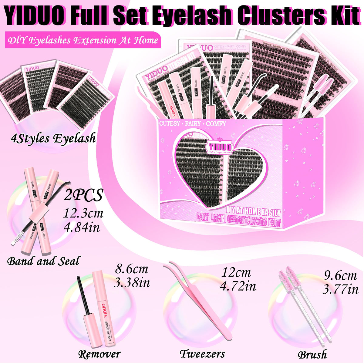 YIDUO kit held in hand for scale to show sizes and fullness of cluster options