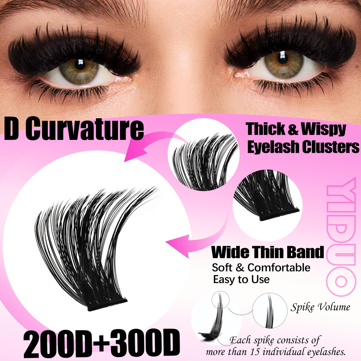 YIDUO spike accent detail creating focal dramatic lash points