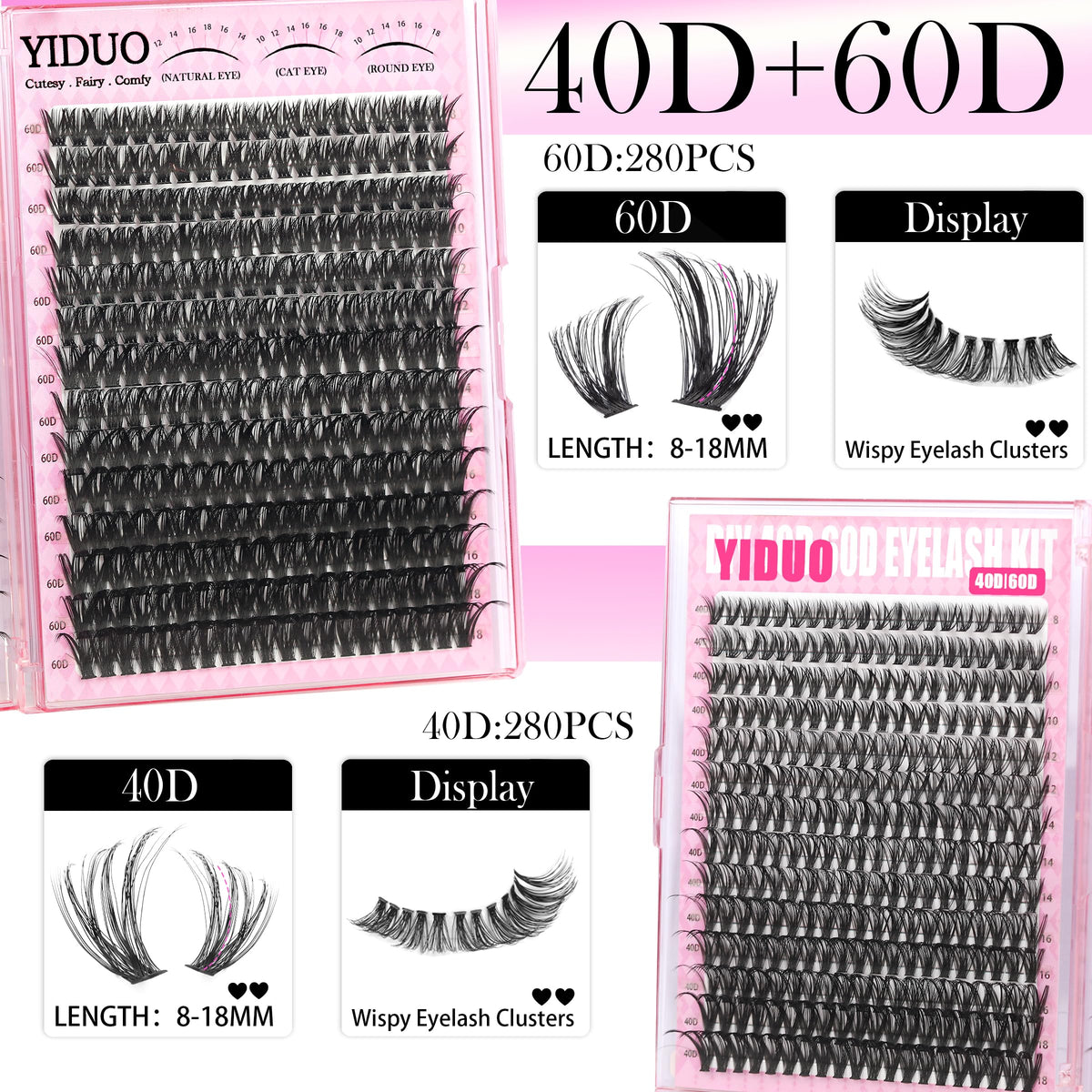 YIDUO spike and bottom lashes detail demonstrating textured accents and lower-lash fill
