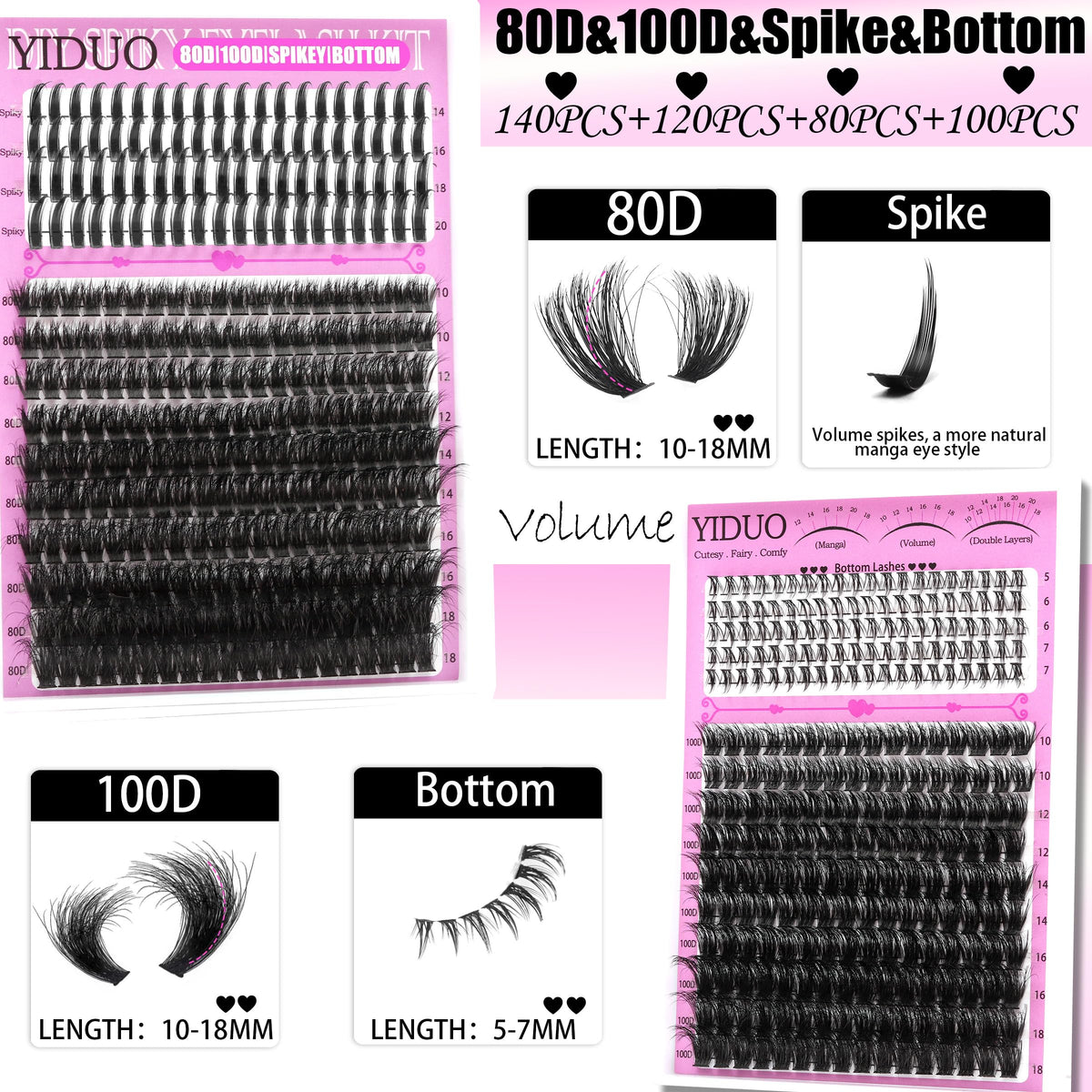 YIDUO detailed spikes and bottom clusters for corner and lower-lash definition