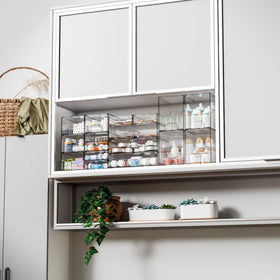 Yieach side-by-side layout on countertop for organized toiletries