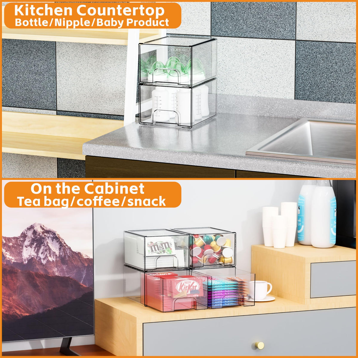 Yieach drawers styled on bathroom vanity for streamlined storage