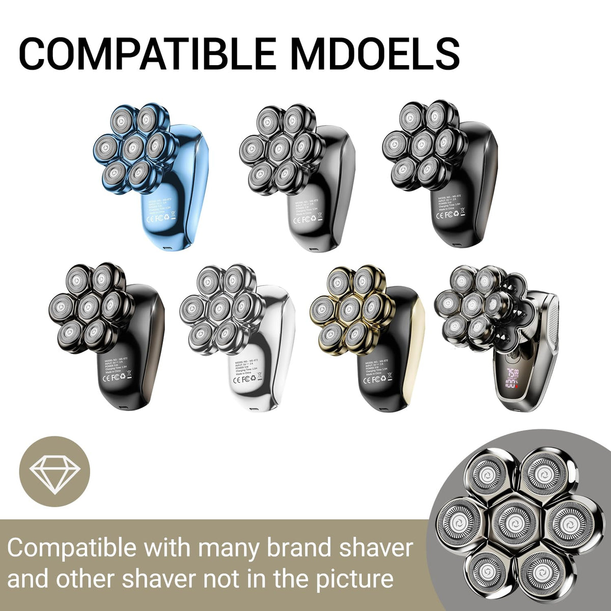 Yieyosd replacement head in a bathroom setting showing waterproof design for wet or dry shaving