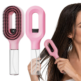 YIHKQDL front view pink brush showing compact design and portability