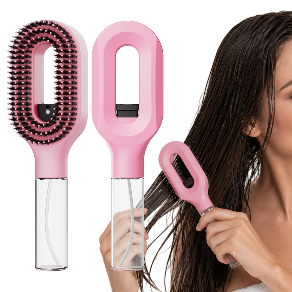 YIHKQDL front view pink brush showing compact design and portability