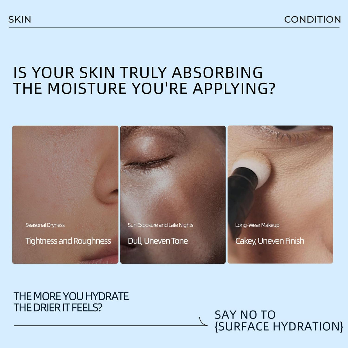 YILIAN droplet on skin highlighting lightweight texture and quick absorption