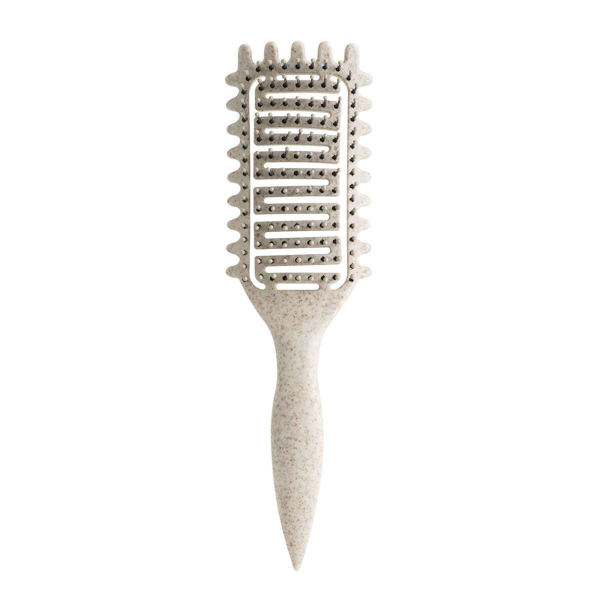 Yingbtr brush front view showing beige curved shape and ergonomic grip for comfortable styling