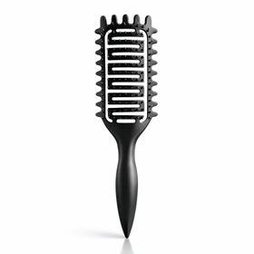 Yingbtr front view of black curl defining brush showing ergonomic curve and vents