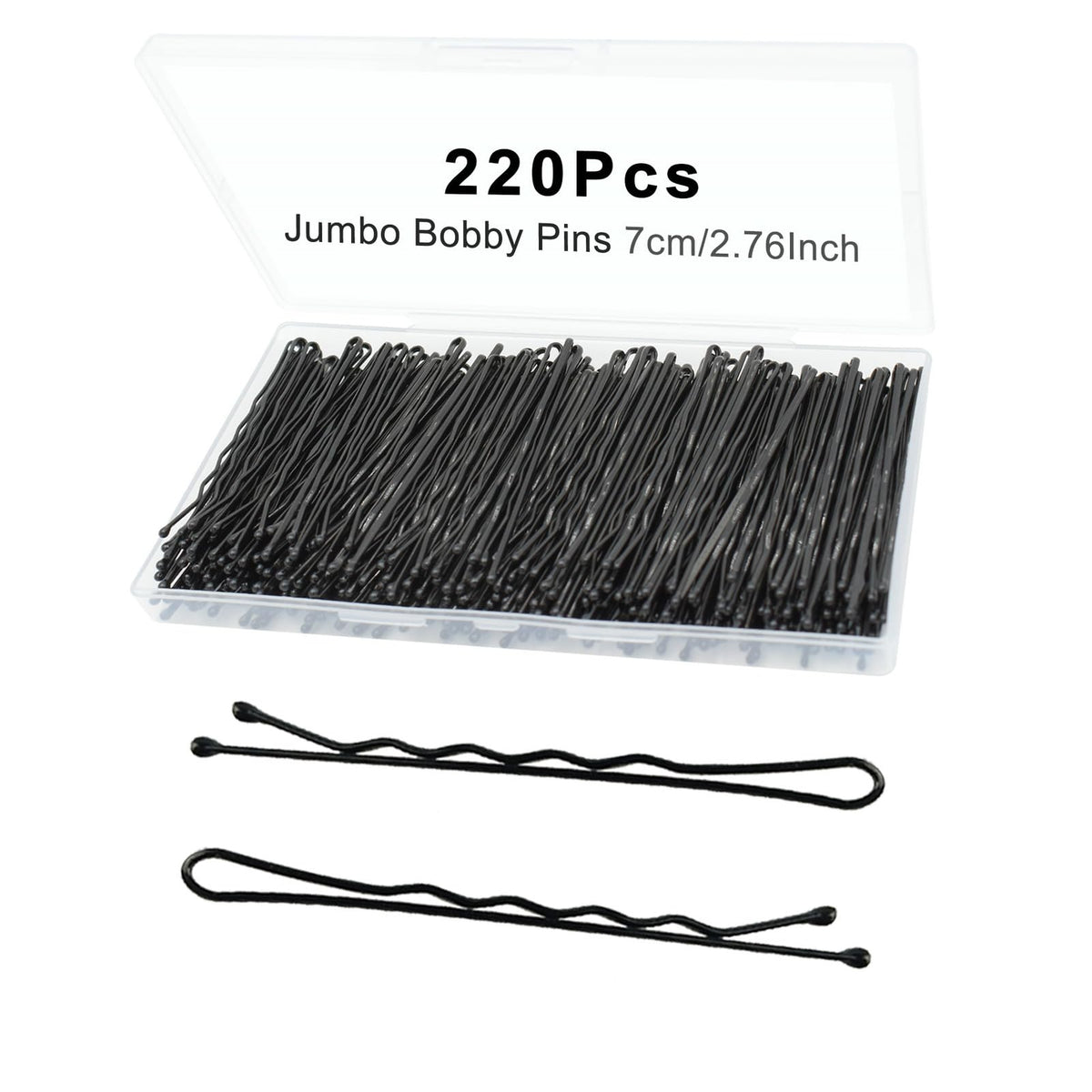 YINGFENG front packaging showing 220 black bobby pins and box, convenient storage benefit
