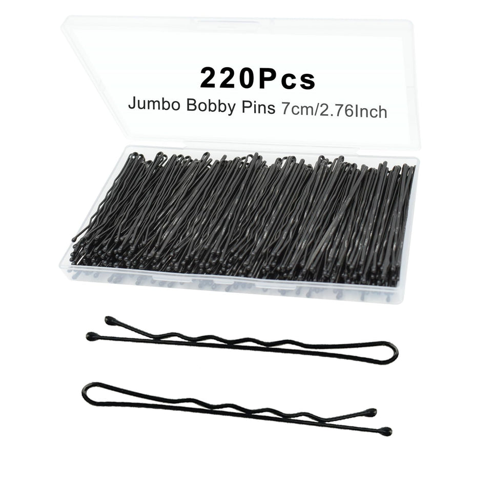 YINGFENG front packaging showing 220 black bobby pins and box, convenient storage benefit