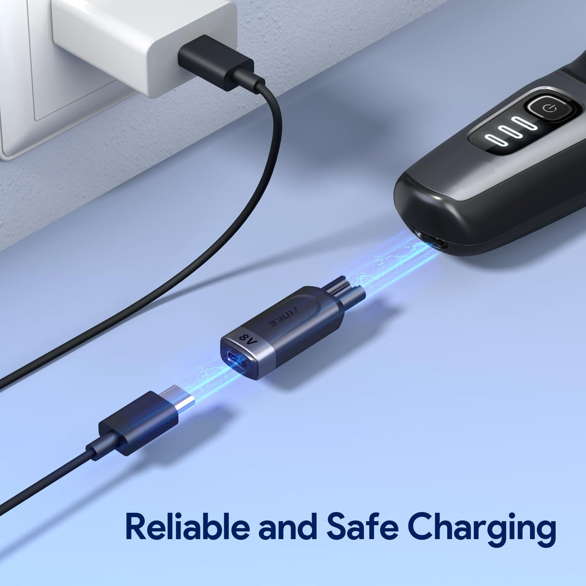 Yinke adapter connected to a power bank showing convenient charging while traveling