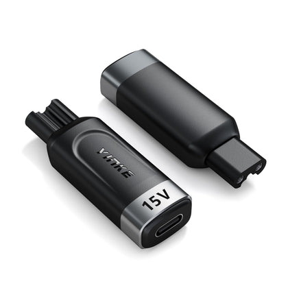 Yinke adapter front view showing compact shape and durable finish for travel convenience