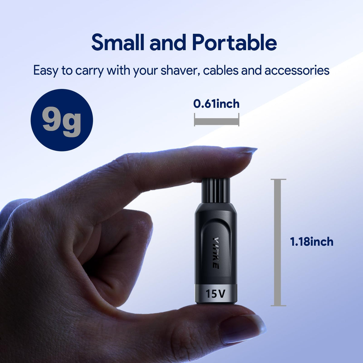 Yinke adapter with USB-C cable in hand illustrating easy plug-and-play charging on the go