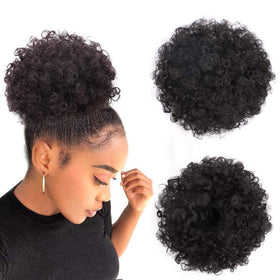 Yinmei Baibian front packaging showing afro puff ponytail, quick volume solution