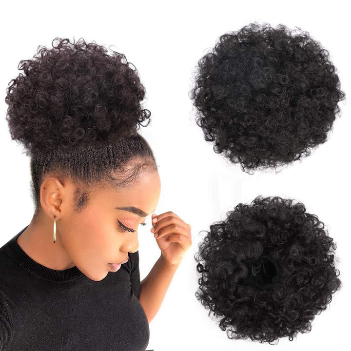 Yinmei Baibian front packaging showing afro puff ponytail, quick volume solution