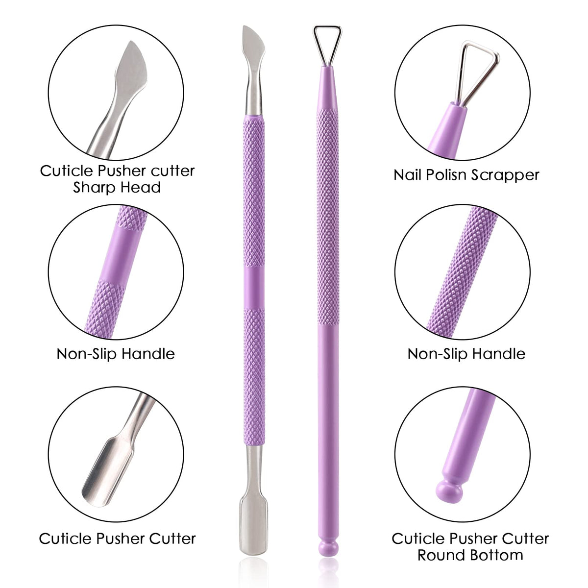 YINYIN dual-ended cuticle pusher detail for controlled pushing and scraping