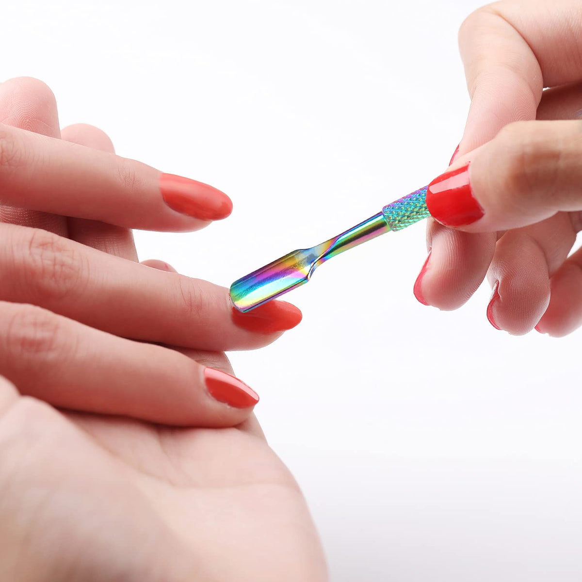 YINYIN tools in use on fingernail demonstrating professional-looking manicure benefit