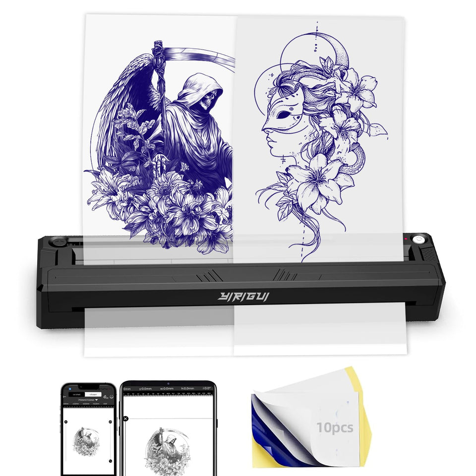 YIRIGUI front view showing compact printer for portable stencil printing benefit