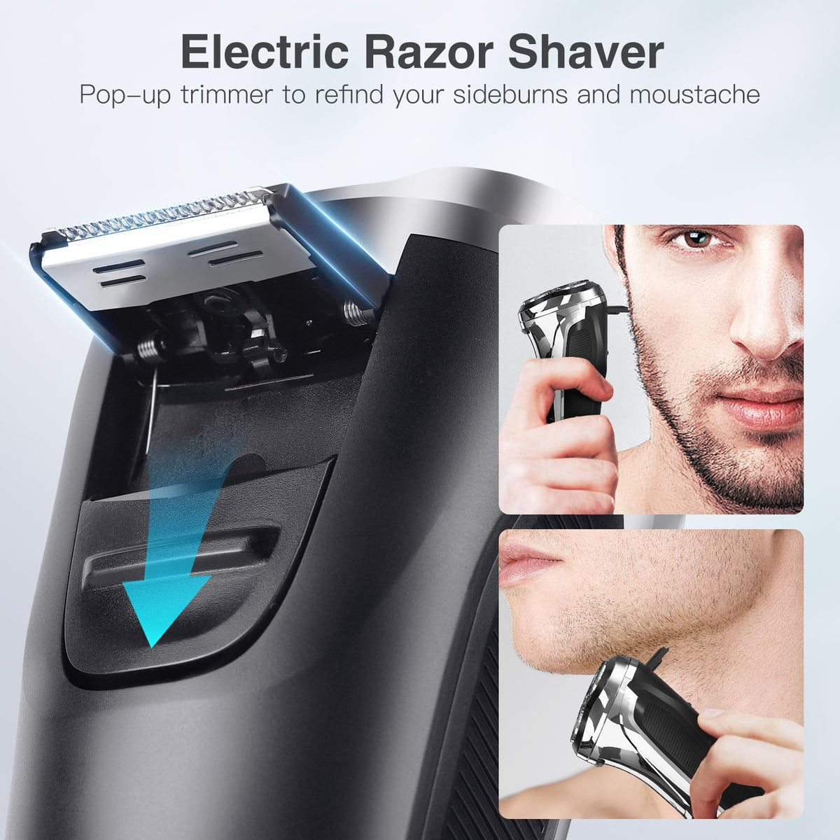 YIRISO pop-up trimmer detail for precise sideburn and beard shaping