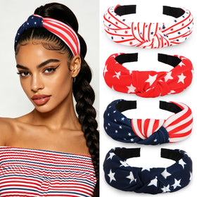 YISSION front view of all four patriotic headbands showing variety and convenience