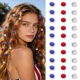 YISSION front packaging showing 30 patriotic rhinestone clips and value pack