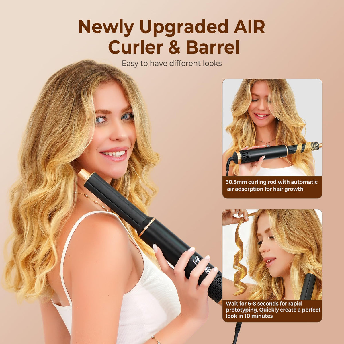 Yitrust auto-wrap barrel detail demonstrating hands-free curling and consistent waves
