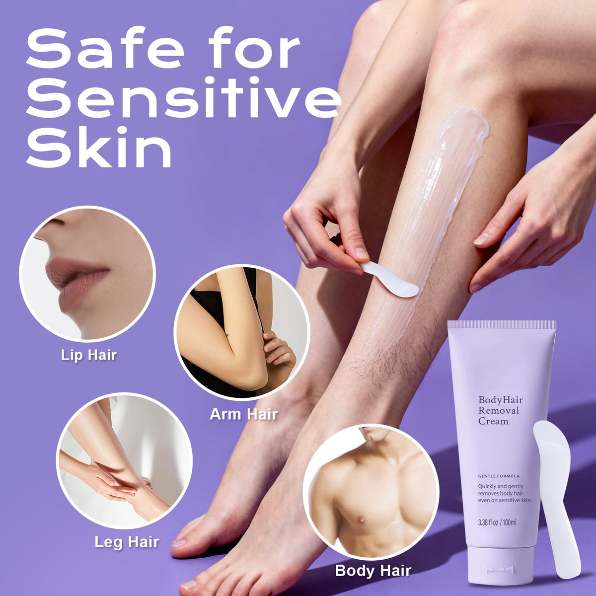 YKJHCSL cream applied to leg demonstrating easy, painless removal