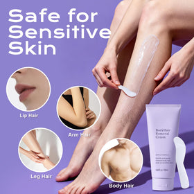YKJHCSL cream applied to leg demonstrating easy, painless removal