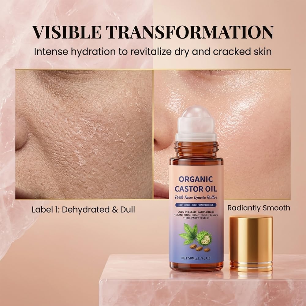 Ylahdent castor oil texture detail in light, showing pure organic clarity